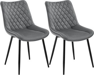Woltu Set di 2 sedie da pranzo, seduta in velluto, sedie da cucina, gambe in metallo, grigio scuro - Woltu
