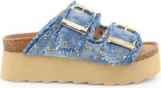 Colors Of California Ciabatta Due Fasce - Dames - Sandalen - Blauw - 41 EU - Denim - Schoenen
