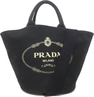 Prada Black Canvas Tote Bag (Pre-Owned)