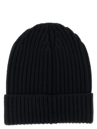 Dolce & Gabbana Ribbed Wool Beanie - Black