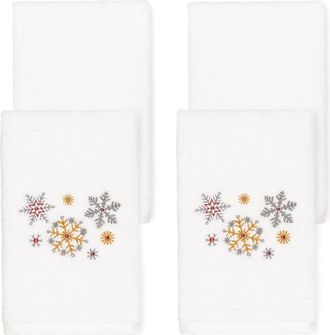 Linum Home Textiles Christmas Snowfall Hand Towel Set (Set Of 4)