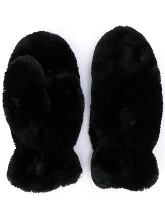 Apparis Coco faux-fur mittens - women - Polyester - One Size - Black