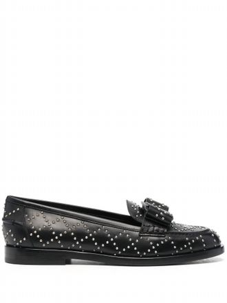 Ferragamo Womens Viva Studded Loafers In Black