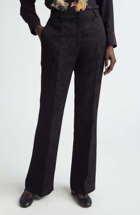 Etro Floral Jacquard Bootcut Trousers in Black at Nordstrom, Size 42