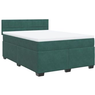 vidaXL Vidaxl - Cama Box Spring Con Colch&oacute;n Terciopelo Verde Oscuro 160x200 Cm