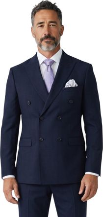 PAUL ANDREW Mens Navy Double Breasted Formal Check 2 Piece Suit - Regent