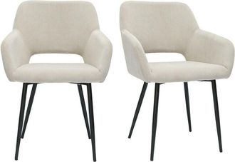 Miliboo Miliboo - Set De 2 Sillas De Pana Color Topo Y Metal Negro Laurette
