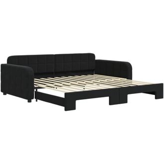vidaXL Sof&aacute; Cama Nido Terciopelo Negro 100x200 Cm Vidaxl