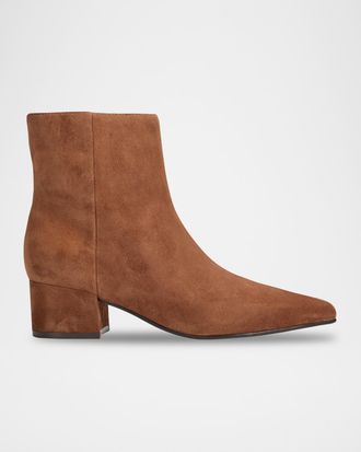Marc Fisher Leonna Leather Block-Heel Ankle Booties