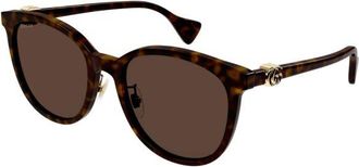 Gucci Brown Oval Ladies Sunglasses GG1180SK 004 56