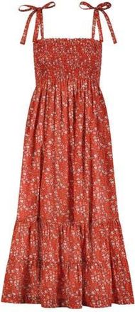 Busy Bees Queen B....India WOMENS Smocked Shoulder Tie Maxi Dress Red Floral at Nordstrom, Size Small
