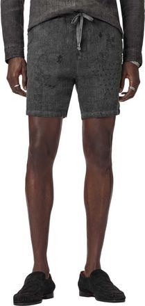 John Varvatos Daryl Linen Drawstring Shorts in Charcoal at Nordstrom, Size 32
