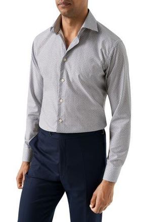 Eton Slim Fit Micro Floral Print Shirt in Medium Purple at Nordstrom Rack, Size 15.5