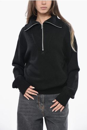 Courr&egrave;ges Wool Blend Pullover with Half Zip size L