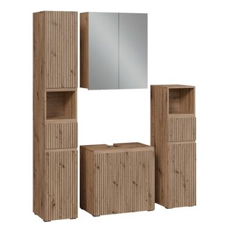 Vicco Conjunto De Muebles De Ba&ntilde;o Takumi, Roble Artesanal, 4 Piezas, Vicco