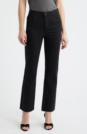Wit & Wisdom Bennett Skyrise Diamante Raw Hem Barely Bootcut Jeans in Black at Nordstrom Rack, Size 12