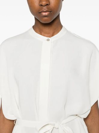 Herno Band-Collar Short-Sleeve Dress - White