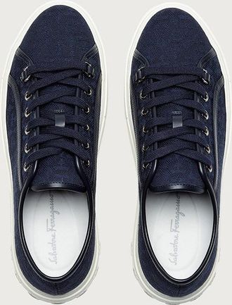 Ferragamo Canvas Lace-Up Sneaker - Navy
