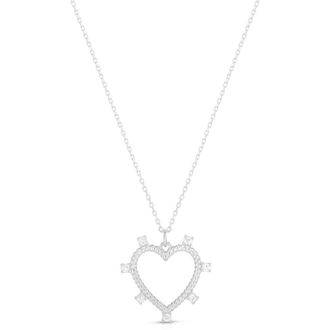 Sphera Milano Cubic Zirconia Open Heart Pendant Necklace in Silver at Nordstrom Rack