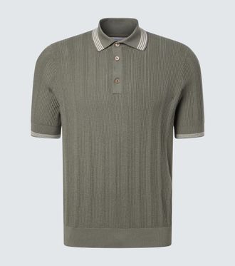 Brunello Cucinelli Ribbed-knit cotton polo shirt