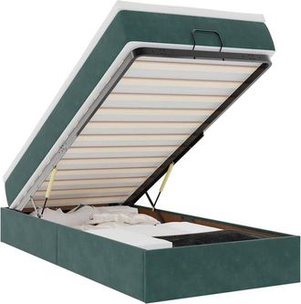 vidaXL Estructura De Cama Otomana Con Colch&oacute;n Terciopelo Verde Oscuro Vidaxl