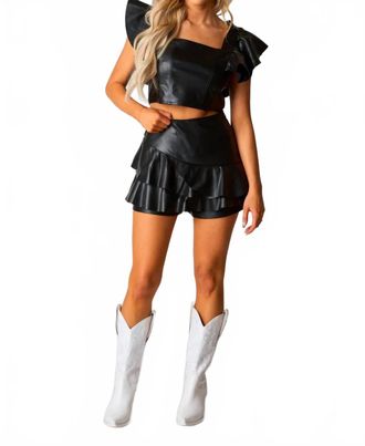 BuddyLove Leather Ruffle Top In Black