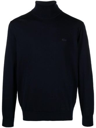 Lacoste logo-patch wool jumper - Blue