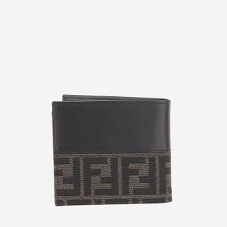 Fendi FF Jacquard Fabric and Calfskin Wallet - Black