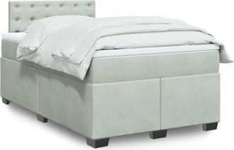 vidaXL Vidaxl - Cama Box Spring Con Colch&oacute;n Terciopelo Gris Claro 120x190 Cm