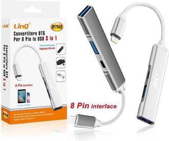 Trade Shop Trade Shop - Convertitore Otg Connettore Lightning A Lightning + 2xusb 3in1 Hub Iphone Ip7942