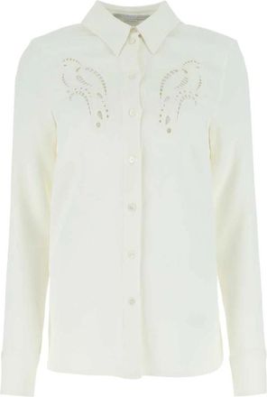 Stella McCartney Ivoor Stretch Viscose Blouse - Dames - Overhemden - Wit - S - Leer - Overhemden