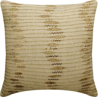 OEM Fundas De Almohada De Lino De 30 X 30 Cm (12 X 12 Pulgadas), En Color Beige Y Dorado, Adornadas Con Bordados Zardozi, De Estilo Abstracto Moderno, Ide