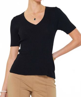 Current Air Anna Short Sleeve Knit Top In Black