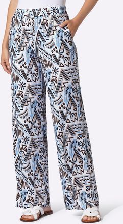 Heine Jerseyhose HEINE, Damen, Gr. 34, Normalgr&ouml;ssen, wei&szlig;, eisblau, bedruckt, 95% Polyester, 5% Elasthan, bedruckt, gemustert, mehrfarbig, Hosen Jerseyhose