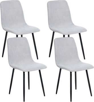 Beliani Beliani - Conjunto De 4 Sillas De Comedor Tapicer&iacute;a De Poli&eacute;ster Patas De Hierro Negro Sin Reposabrazos Comedor Gris Tuscola