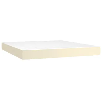 vidaXL Colch&oacute;n De Muelles Ensacados Firmeza Media Cuero Sint&eacute;tico Crema 180x200x20cm Vidaxl