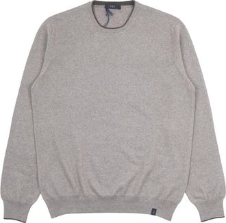 Fay Rondgebreide trui van wol - Heren - Ronde hals truien - Grijs - XL - Wol - Truien & Vesten