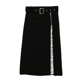Karl Lagerfeld Midi Skirts, female, Black, Size: S Pleat Detail Skirt