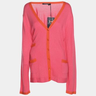Marina Rinaldi Marina Sport By Marina Rinaldi Pink/orange Silk Knit Full Sleeve Sweater