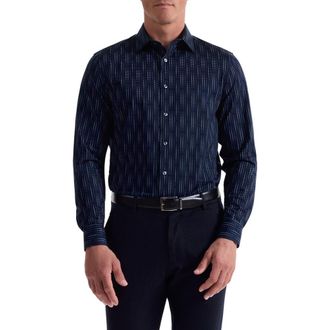 Bugatchi Jimmy OoohCotton Dot Button-Up Shirt in Navy at Nordstrom Rack, Size Large