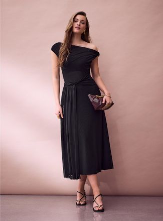 Icone Womens Twisted details maxi micromesh dress