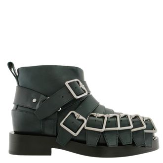 Burberry Multi-Straps Leather Boots, Brand Size 37.5 (US Size 7.5)