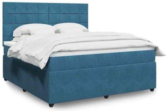 vidaXL Vidaxl - Cama Box Spring Con Colch&oacute;n Terciopelo Azul 180x200 Cm