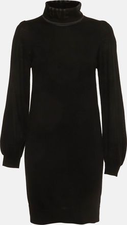 Love Moschino Black Knit Intarsia Turtle Neck Mini Dress