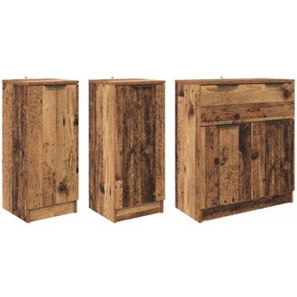 vidaXL Sideboard with Drawer 3 pcs Old Wood Engineered Wood vidaXL