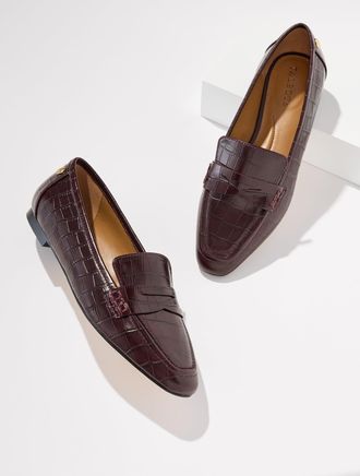 Talbots Erin Leather Loafers - Embossed - Deep Burgundy - 10 1/2 M Talbots