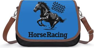 Generic Horse Racing Checkered Flag Small Womens Crossbody Bags Shoulder Handbag with Adjustable Strap for Travel
