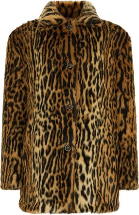 Roberto Cavalli leopard-print button coat - Brown