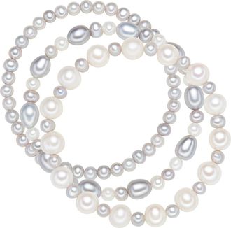 Valero Pearls Womens Fresh Water Cultured Pearl Bracelet - Grey - One Size