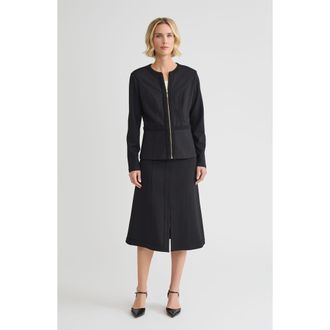 Misook Heritage LuxeStretch Ponte Zip-Up Jacket in Black at Nordstrom, Size Xx-Large